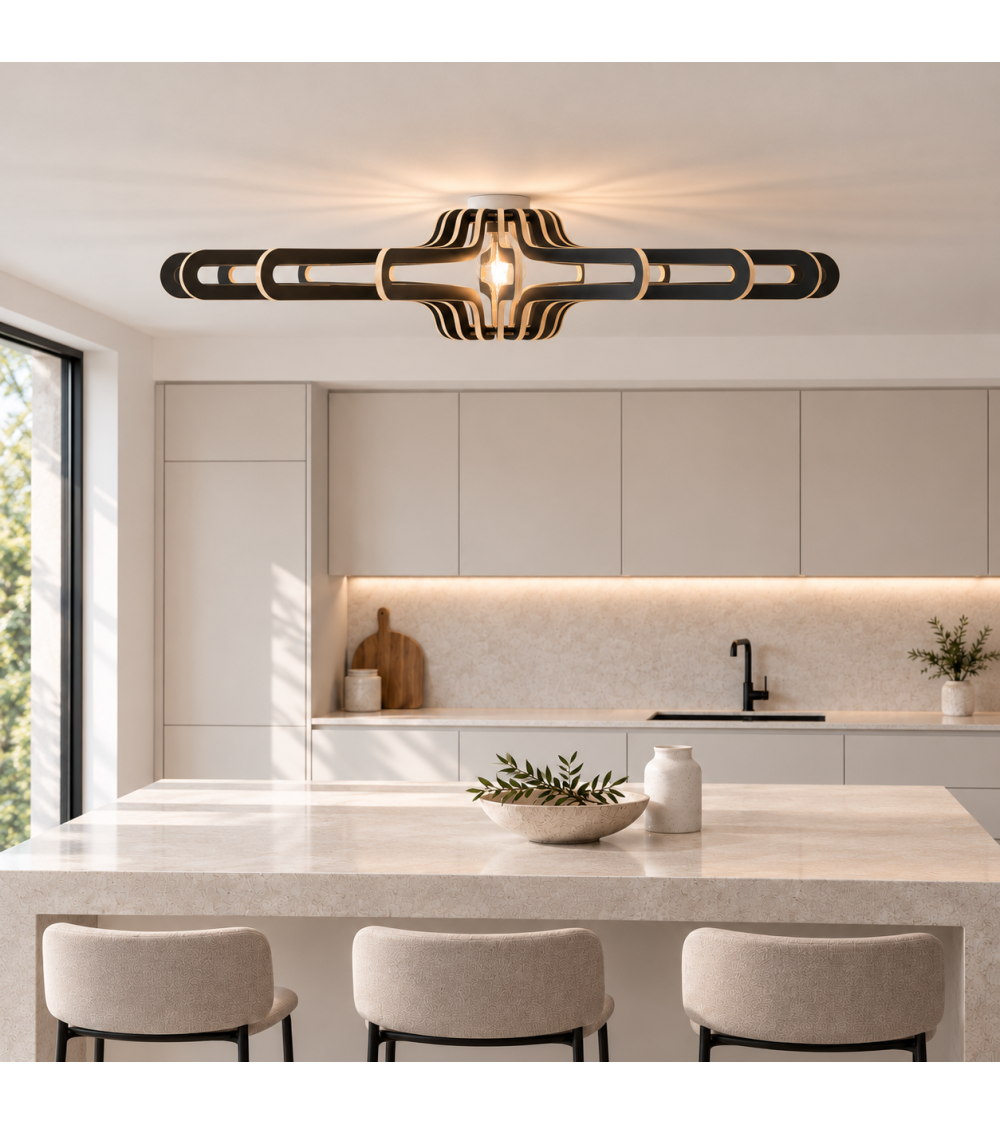 Horizon noir Ø 110 cm – vue de face dans une cuisine